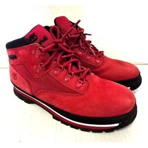 Timberland Boys Youth Size 7 Boots Red Waterproof Suede Lace Up Hiking Boots